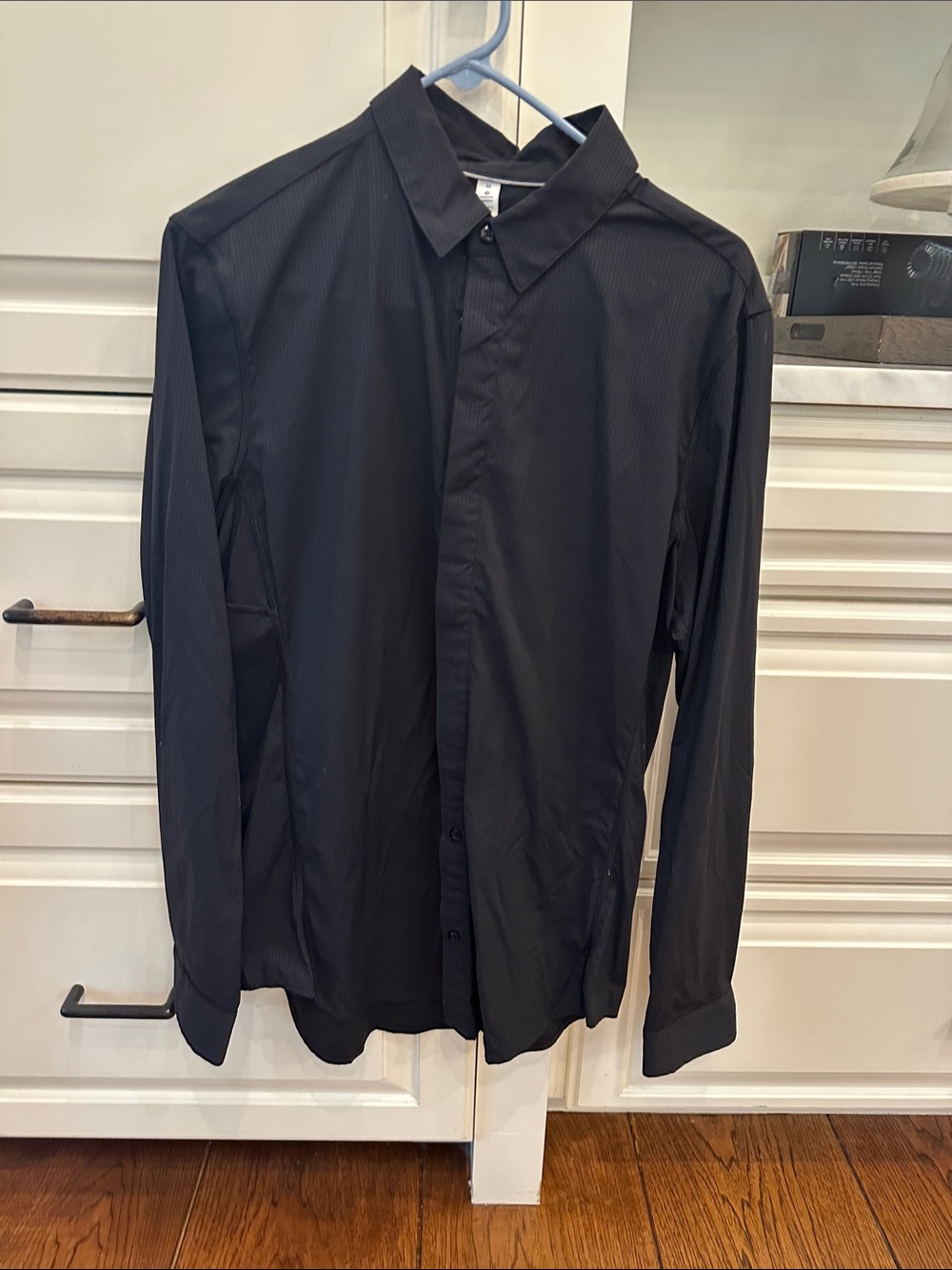 Men's Black Long-Sleeve Lululemon Button-Up Shirt